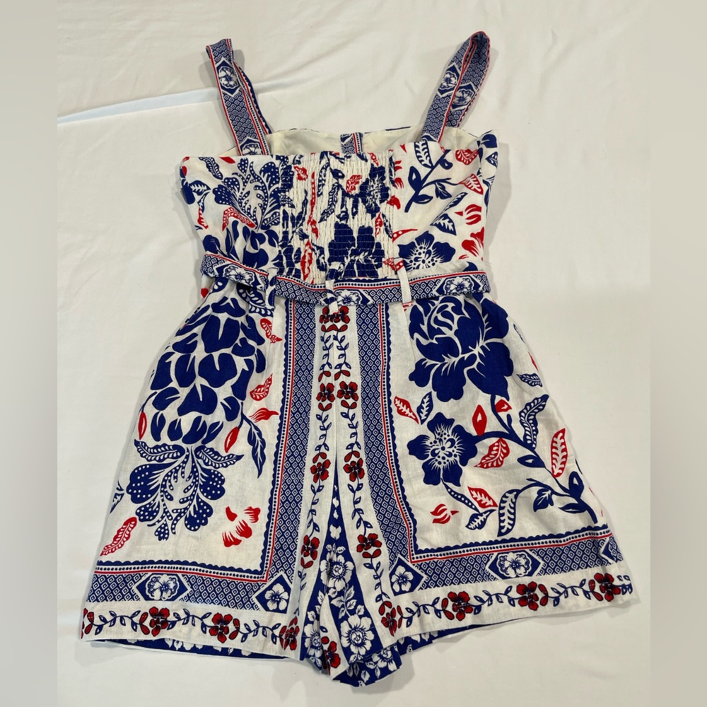 Rachel Zoe | Navy, White & Red Floral Romper | 6 - Picture 2 of 6